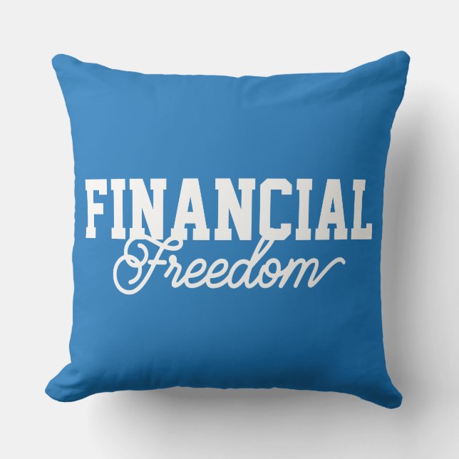Almofada Tipografia Liberdade Financeira Azul FFS (Frente)