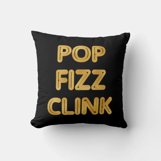 Almofada Tipografia Moderna do pop Fizz Clink (Frente)
