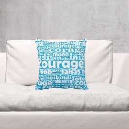 Almofada Tipografia Motivacional Blue & White Courage Maia