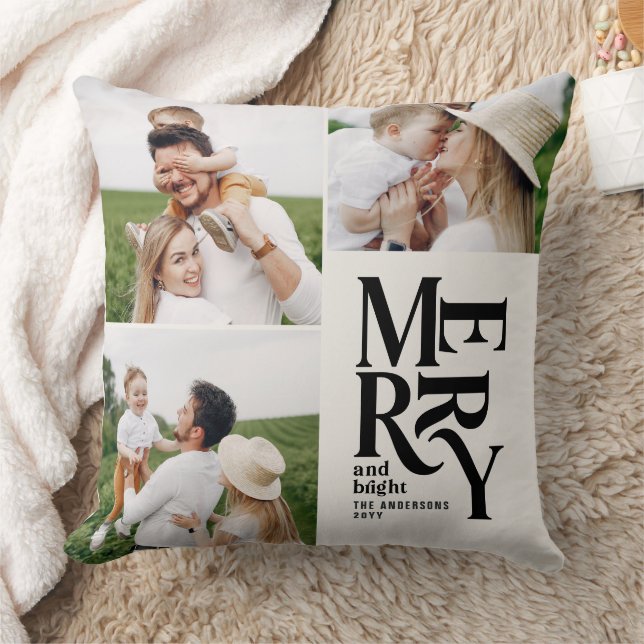 Almofada tipografia multifoto elegante única (Cobertor)