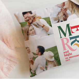 Almofada tipografia multifoto-moderna colorida única