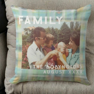 Almofada Tipografia personalizada com fotografia pastel xad