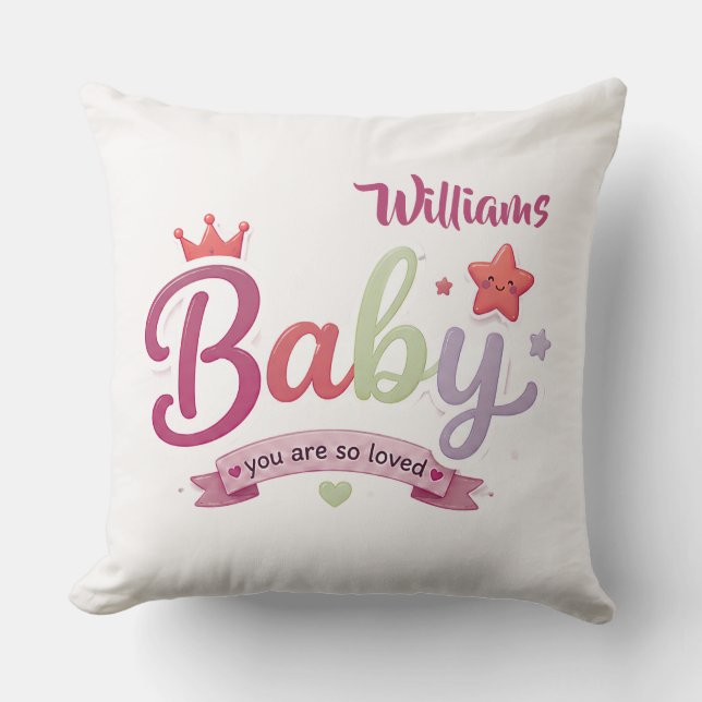 Almofada Tipografia Personalizada de Bebê Fofinho (Frente)