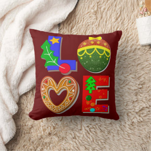 Almofada Tipografia Retro Negrito, Natal de Amor e Cookies
