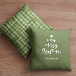 Almofada Tipografia Verde Feliz de Natal Personalizada