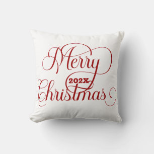 Almofada Tipografia Vermelha Feliz Natal Em Branco