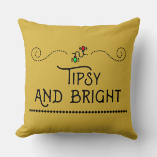 Almofada Tipsy and Bright | Festive Holiday Throw Pillow