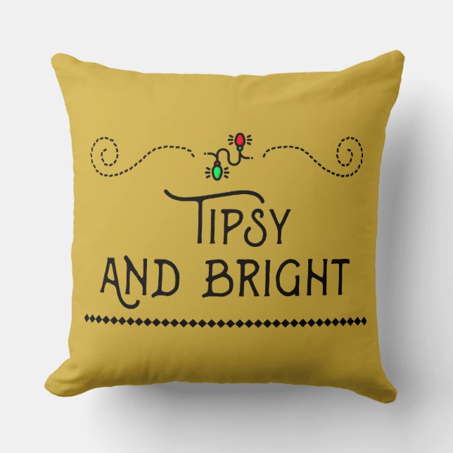 Almofada Tipsy and Bright | Festive Holiday Throw Pillow (Frente)