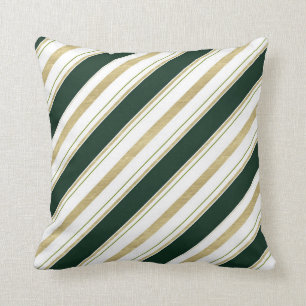 Almofada Tira Elegante Verde Branco e Dourado Lançar