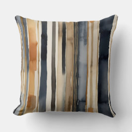 Almofada tiras abstrato de rocha azul e bege