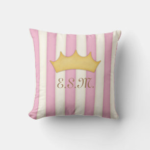 Almofada Tiras cor-de-rosa Princesa Monograma Cabeça Corta