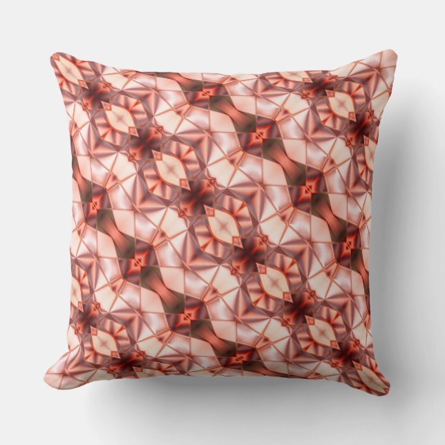 Almofada tiras de abstrato do rapto de seda em vinho rosado (Frente)