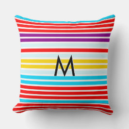 Almofada Tiras de Verão Brilhantes Modernas Multicores Padr