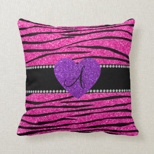 Almofada Tiras de zebra rosa-claro, cor-de-rosa, de neon mo