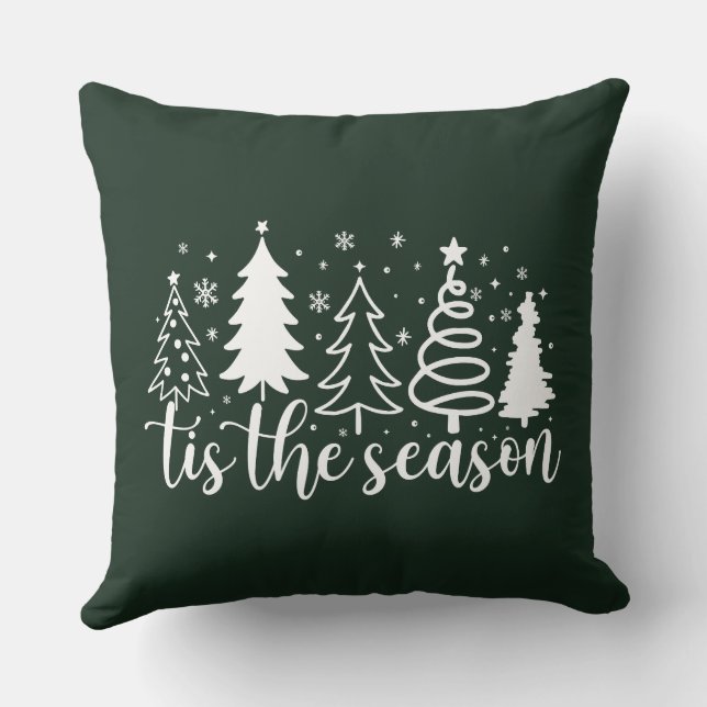 Almofada Tis The Season Christmas Tree Throw Pillow (Verso)