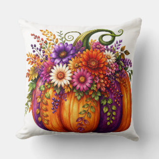 Almofada Titre Coussin Citrouille Fleurie d'Automne | Déco