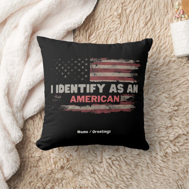 Almofada Título: I Identify As American Flag Design (Cobertor)