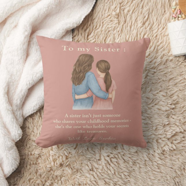 Almofada To My Sister – Custom Photo & Message Pillow (Cobertor)