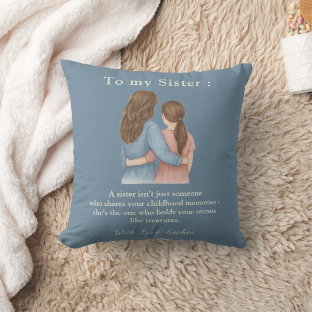Almofada To My Sister – Custom Photo & Message Pillow (Cobertor)