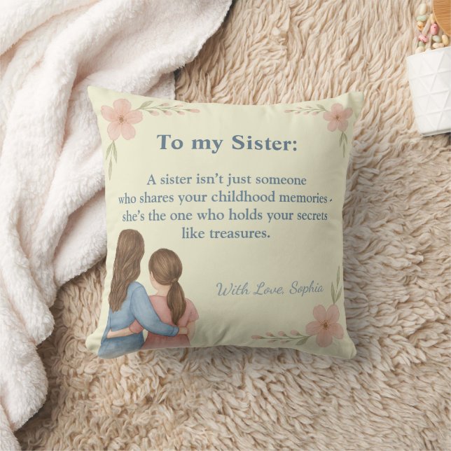 Almofada To My Sister – Sweet Personalized Gift Pillow (Cobertor)