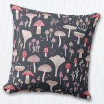 Almofada Toadstool Fungi<br><div class="desc">Cogumelos, ferramentas e fungos em fundo escuro. Perfeito para outono ou outono, ou a qualquer momento. Arte original de Nic Squirrell.</div>