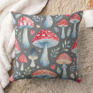 Almofada toadstool story in watercolor pattern throw pillow