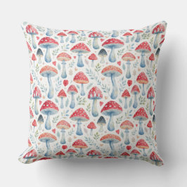 Almofada toadstool story in watercolor pattern throw pillow