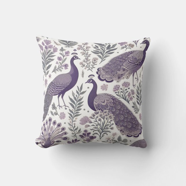 Almofada Toalete Pavão Roxo  (Frente)