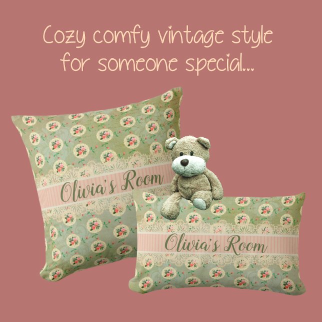 Almofada Toalhinha de Renda Rosa Personalizada Vintage com  (Criador carregado)