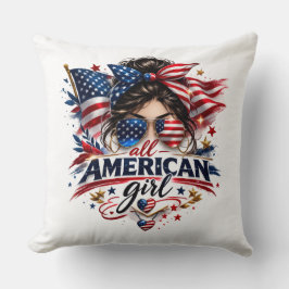 Almofada Toda a Garota Americana – Desenho Patriótico da Ba