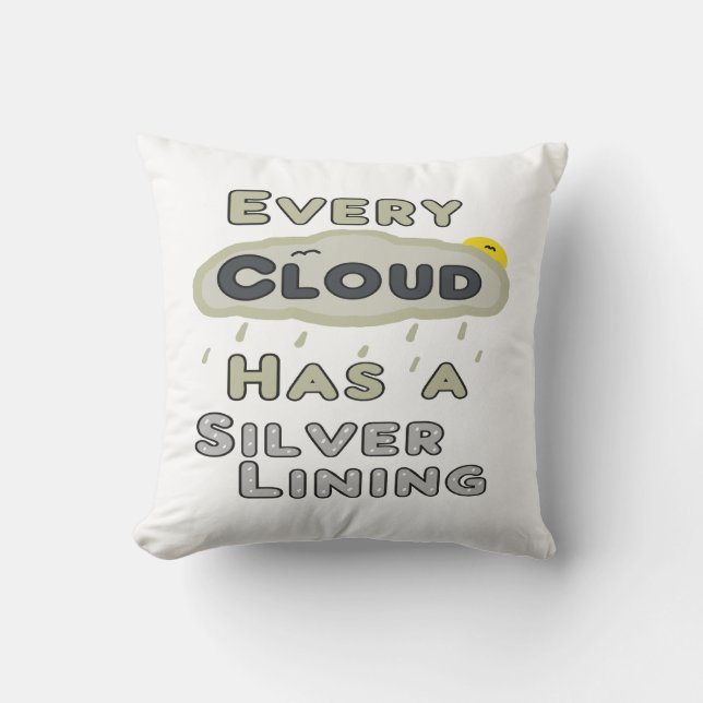 Almofada Toda Nuvem Tem Uma Linhagem De Prata (Frente)
