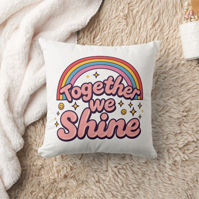 Almofada Together We Shine – Rainbow Retro Pride Quote (Cobertor)