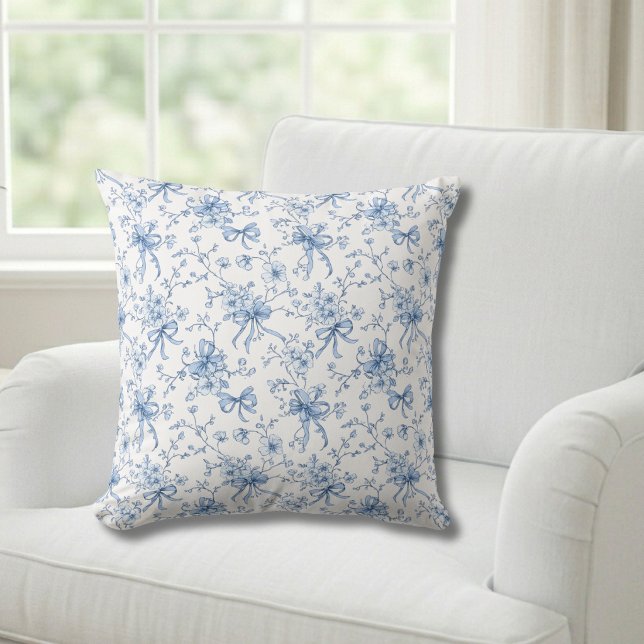 Almofada Toile de Flores Azuis Francesas (Criador carregado)