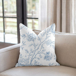 Almofada Toile de Jouy Azul Floral