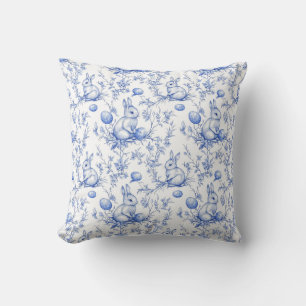 Almofada Toile De Jouy Blue Easter Bunny