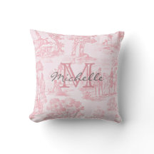 Toile de Jouy francesa cor-de-rosa monograma inici