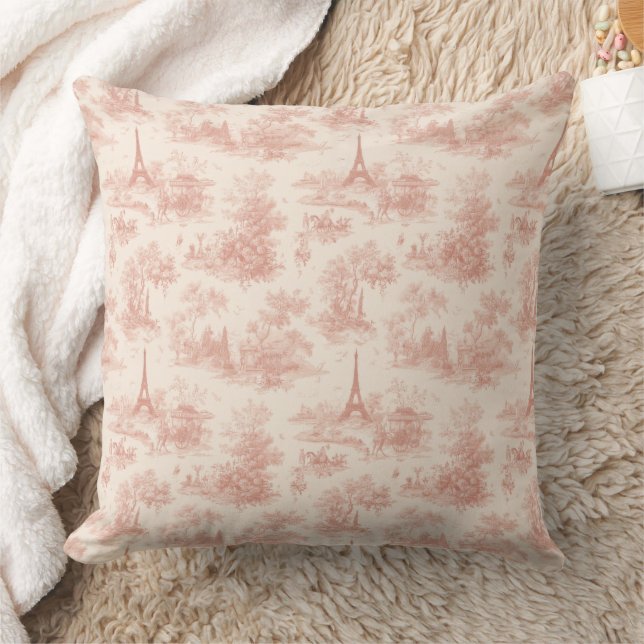 Almofada Toile Francês Rosa Romântico Padrão Campo (2) (Cobertor)