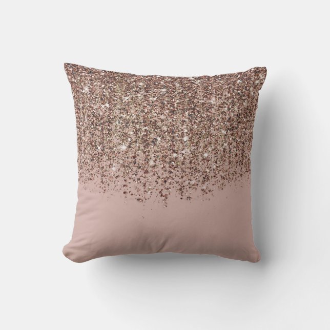 Almofada Tom Rosa Bege Dourado Bronze Glitter Cascade (Frente)