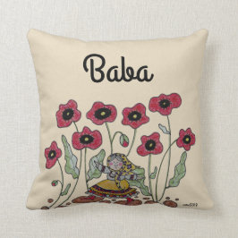 Almofada Tome o tempo cheirar o babá das papoilas