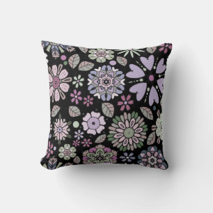 Almofada Tonalidade Pastel Rosa Roxo Floral Padrão Sem Cost