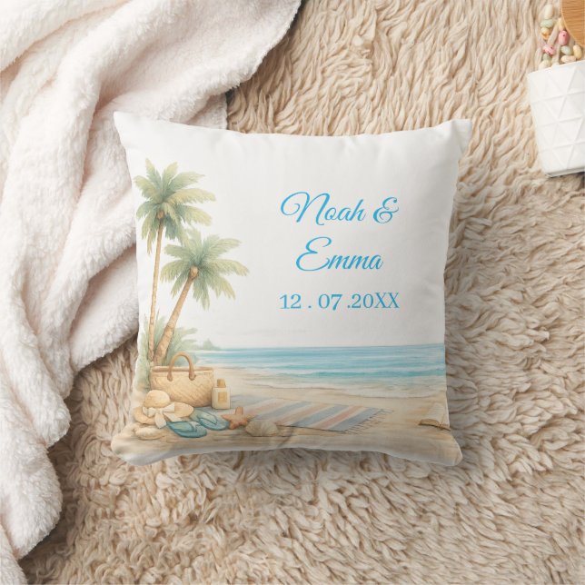 Almofada Tono de Praia Suave Livro de Visitas Personalizado (Cobertor)