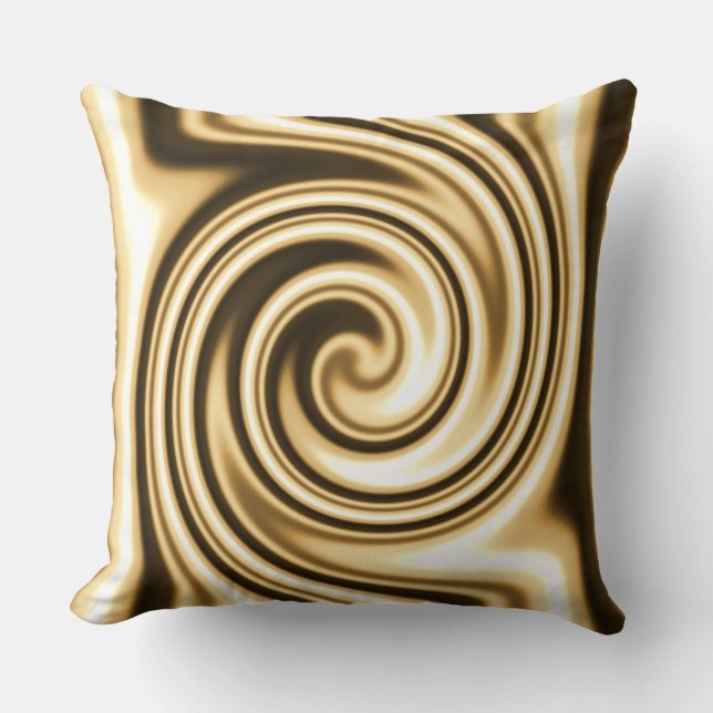 Almofada Tons de Ouro Foco Suave Espiral Redemoinho Estilo  (Frente)