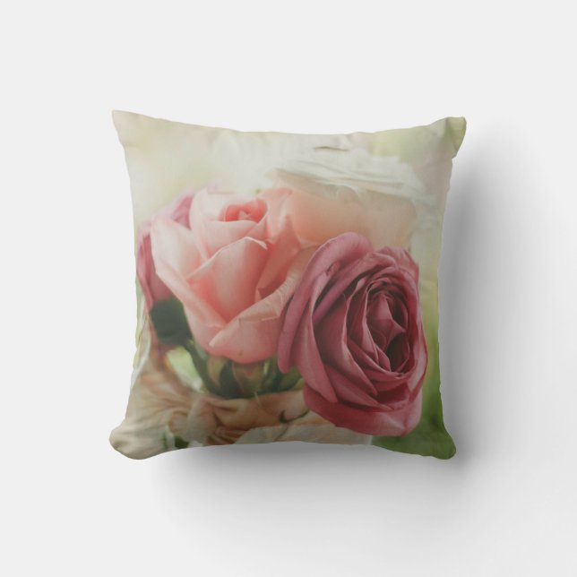 Almofada Tons de Rosas Rosa e Branca (Frente)