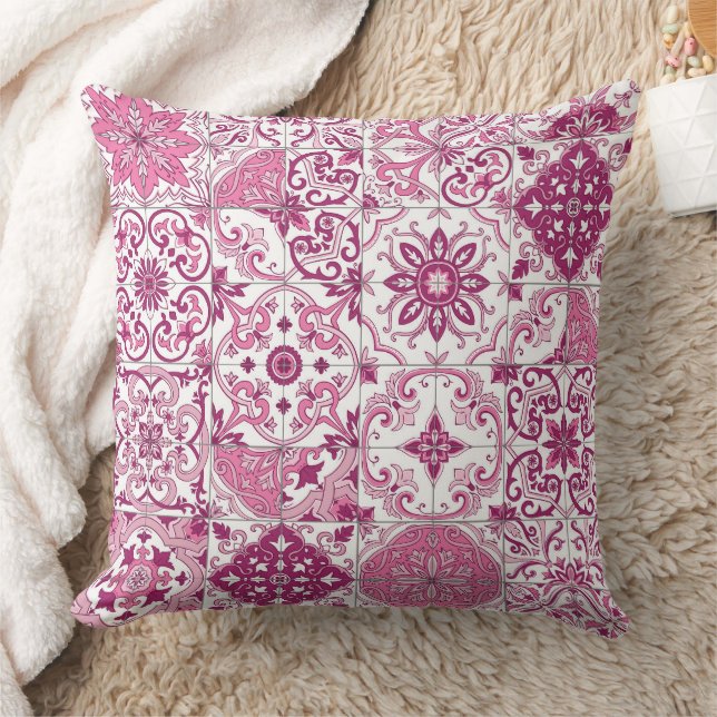 Almofada tons mediterrâneos/ Azulejos (Cobertor)