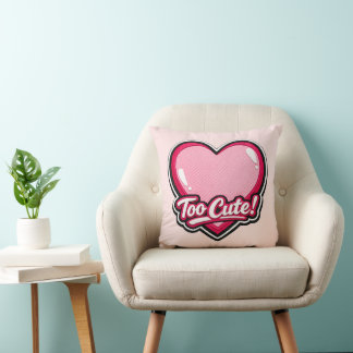 Almofada 💗✨ “Too Cute!” Heart Pillow 🛋️🎀