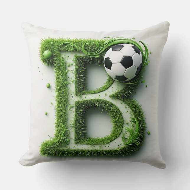 Almofada Topiária de Grama Verde com Letra B e Bola de Fute (Frente)