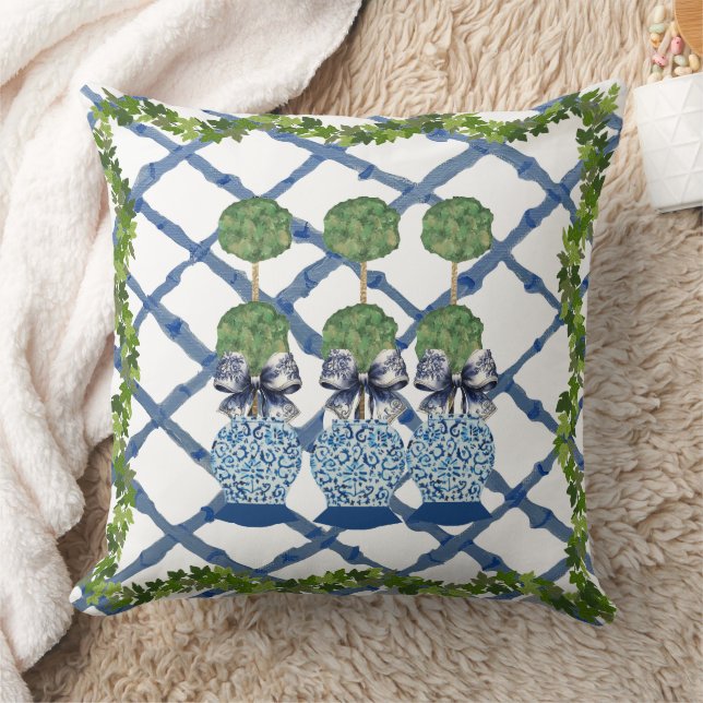 Almofada Topiary Chinoiserie Ginger Jar Jars Lumbar (Cobertor)