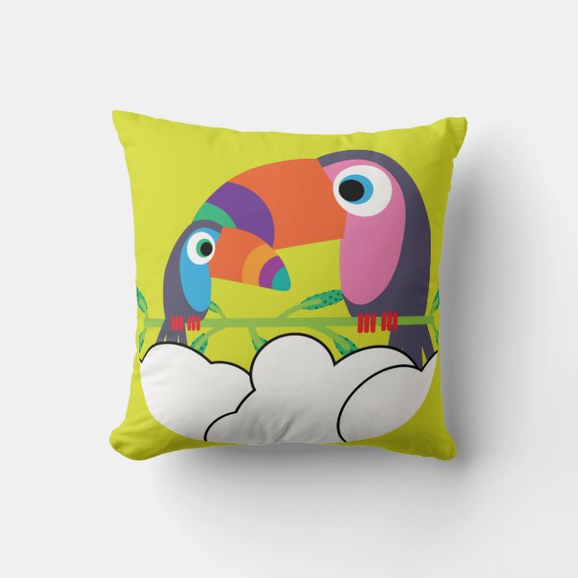 Almofada Toque bonito | Toucans de amor | Aves Engraçadas M (Frente)