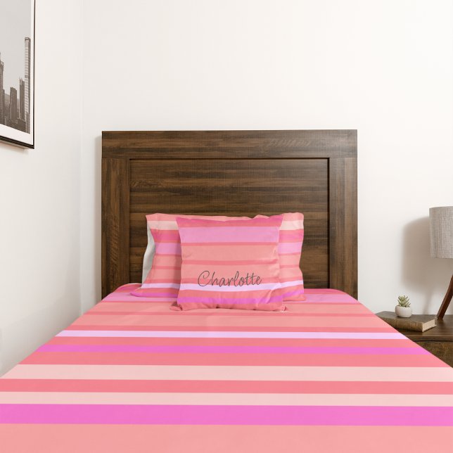 Almofada Toques cor-de-rosa de nome personalizado (Criador carregado)