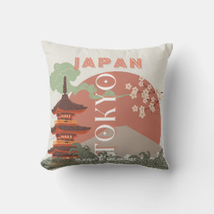 Almofada Tóquio Japão Viagem Art, Retro-Viagem Art